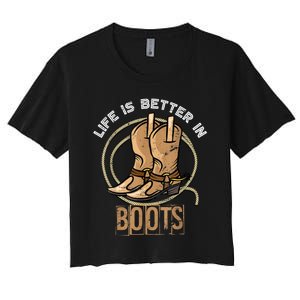 Cowboy Boots Country Cowboy Rodeo Men Western Cowboy Women's Crop Top Tee