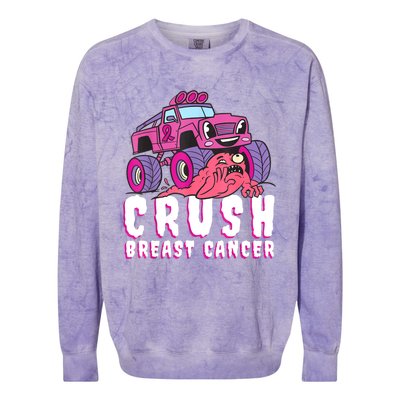 Crush Breast Cancer Awareness Monster Truck October Pink Colorblast Crewneck Sweatshirt