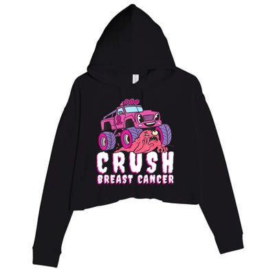 Crush Breast Cancer Awareness Monster Truck October Pink Crop Fleece Hoodie