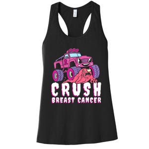 Crush Breast Cancer Awareness Monster Truck October Pink Women's Racerback Tank