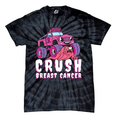 Crush Breast Cancer Awareness Monster Truck October Pink Tie-Dye T-Shirt