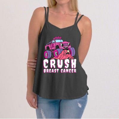 Crush Breast Cancer Awareness Monster Truck October Pink Women's Strappy Tank