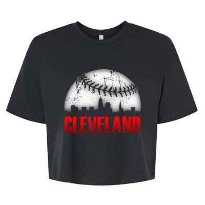 Cleveland Baseball City Skyline Bella+Canvas Jersey Crop Tee