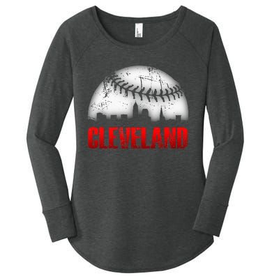 Cleveland Baseball City Skyline Women's Perfect Tri Tunic Long Sleeve Shirt