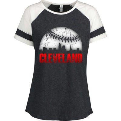 Cleveland Baseball City Skyline Enza Ladies Jersey Colorblock Tee