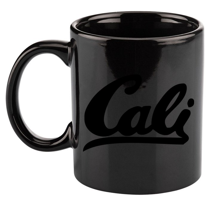 CALI Black 11oz C Handle Ceramic Mug