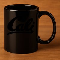 CALI Black 11oz C Handle Ceramic Mug