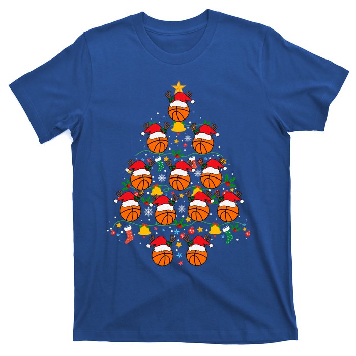 Cheerful Basketball Christmas Tree Festive And Playful Xmas Gift T-Shirt