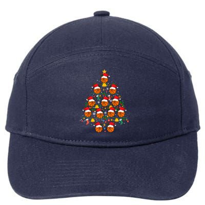 Cheerful Basketball Christmas Tree Festive And Playful Xmas Gift 7-Panel Snapback Hat