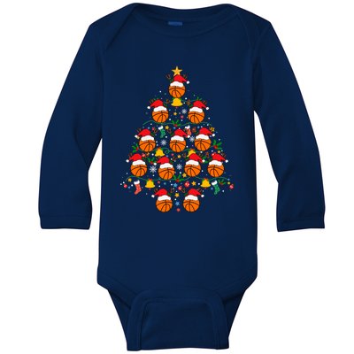 Cheerful Basketball Christmas Tree Festive And Playful Xmas Gift Baby Long Sleeve Bodysuit