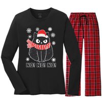 Cute Black Cat Xmas Christmas Xmas Outfit Women's Long Sleeve Flannel Pajama Set 