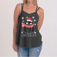 Cute Black Cat Xmas Christmas Xmas Outfit Women's Strappy Tank