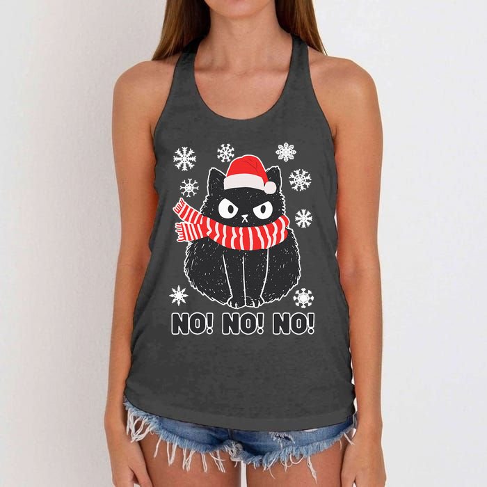 Cute Black Cat Xmas Christmas Xmas Outfit Women's Knotted Racerback Tank