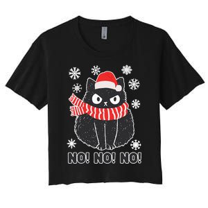 Cute Black Cat Xmas Christmas Xmas Outfit Women's Crop Top Tee