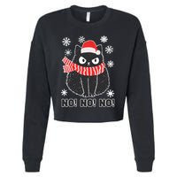 Cute Black Cat Xmas Christmas Xmas Outfit Cropped Pullover Crew