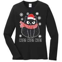 Cute Black Cat Xmas Christmas Xmas Outfit Ladies Long Sleeve Shirt