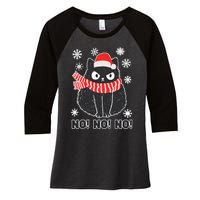 Cute Black Cat Xmas Christmas Xmas Outfit Women's Tri-Blend 3/4-Sleeve Raglan Shirt