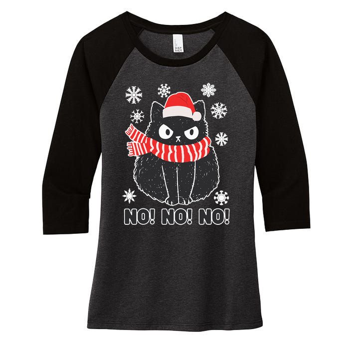 Cute Black Cat Xmas Christmas Xmas Outfit Women's Tri-Blend 3/4-Sleeve Raglan Shirt