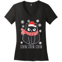 Cute Black Cat Xmas Christmas Xmas Outfit Women's V-Neck T-Shirt