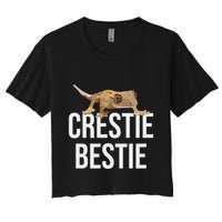 Crestie Bestie Crested Gecko Reptile Lizard Pet Lover Gift Women's Crop Top Tee