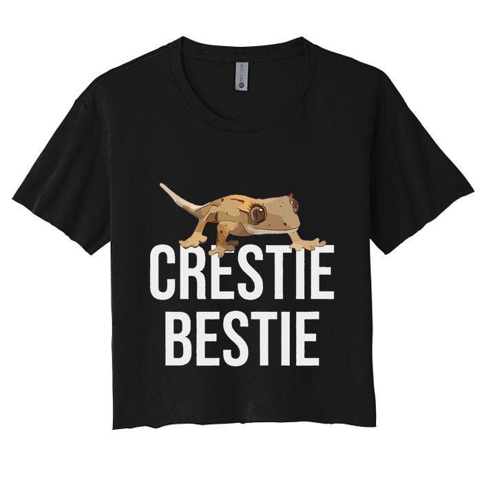 Crestie Bestie Crested Gecko Reptile Lizard Pet Lover Gift Women's Crop Top Tee