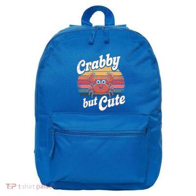 Crabby But Cute Retro Crabbing Seafood Crabber Crabs Gift 16 in Basic Backpack