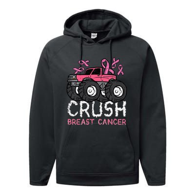 Crush Breast Cancer Awareness Monster Truck Performance Fleece Hoodie