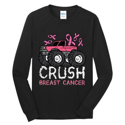 Crush Breast Cancer Awareness Monster Truck Tall Long Sleeve T-Shirt