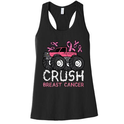 Crush Breast Cancer Awareness Monster Truck Women's Racerback Tank