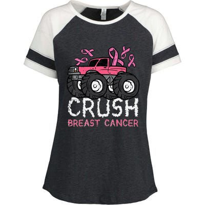 Crush Breast Cancer Awareness Monster Truck Enza Ladies Jersey Colorblock Tee