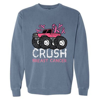 Crush Breast Cancer Awareness Monster Truck Garment-Dyed Sweatshirt