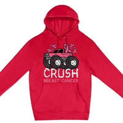 Crush Breast Cancer Awareness Monster Truck Premium Pullover Hoodie