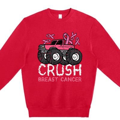 Crush Breast Cancer Awareness Monster Truck Premium Crewneck Sweatshirt