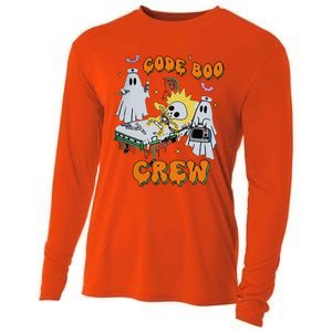 Code Boo Crew Funny Ghost Nurse Halloween Costume Nursing Cooling Performance Long Sleeve Crew