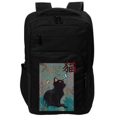 Cherry Blossom Cat Vintage Woodblock Japanese Graphical Art Impact Tech Backpack