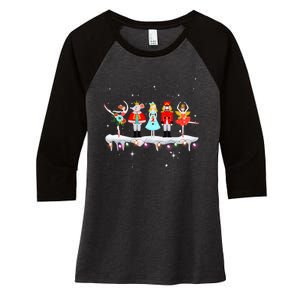 Christmas Ballet Clara Mouse King Princess Nutcracker Women's Tri-Blend 3/4-Sleeve Raglan Shirt