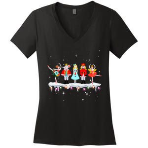 Christmas Ballet Clara Mouse King Princess Nutcracker Women's V-Neck T-Shirt