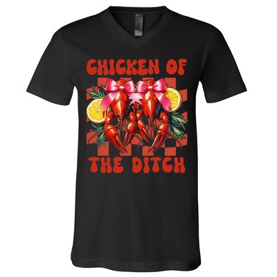 Crawfish Boil Coquette Bow Cajun Seafood Chicken Of Ditch V-Neck T-Shirt