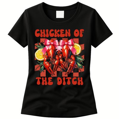 Crawfish Boil Coquette Bow Cajun Seafood Chicken Of Ditch Womens T-Shirt