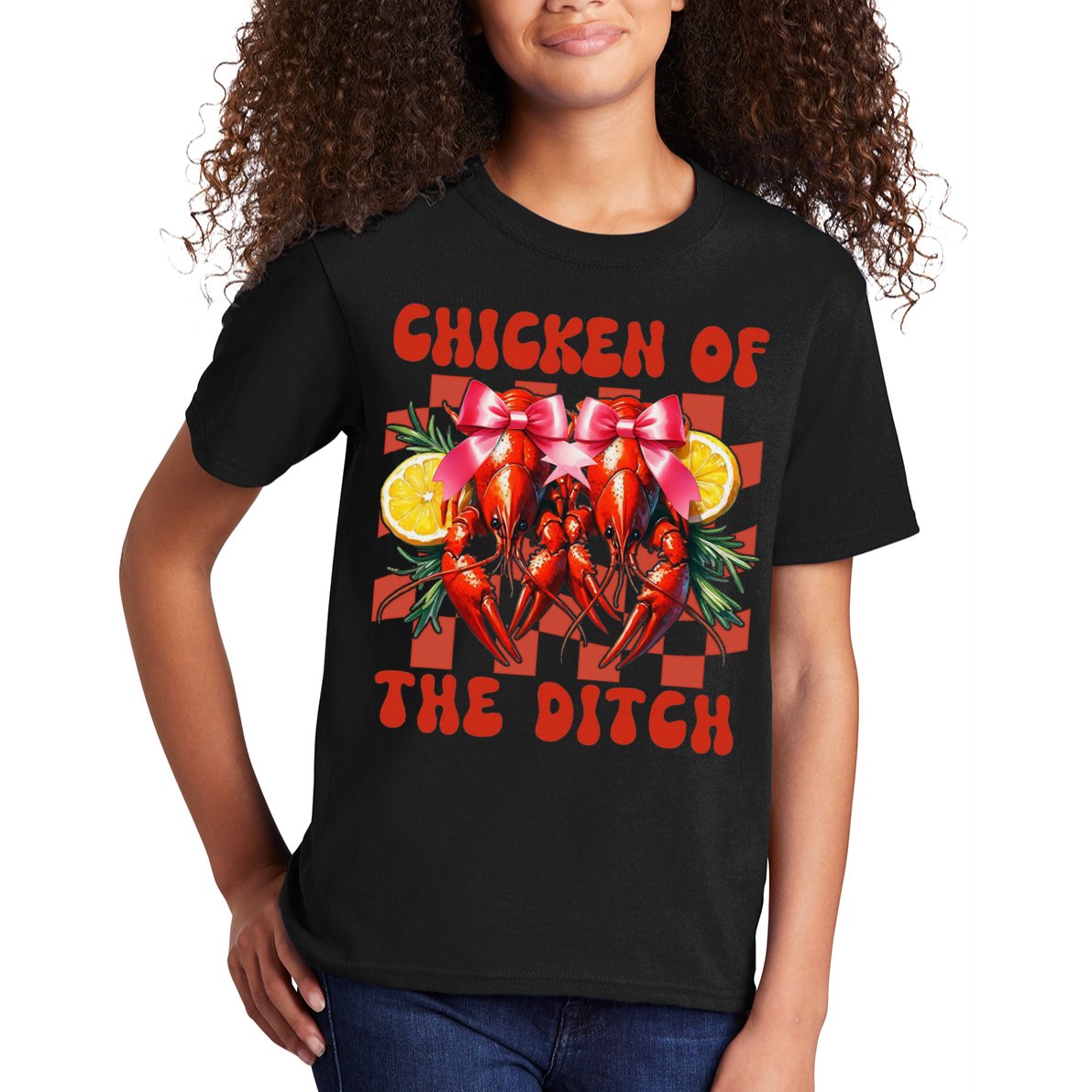 Crawfish Boil Coquette Bow Cajun Seafood Chicken Of Ditch Kids T-Shirt