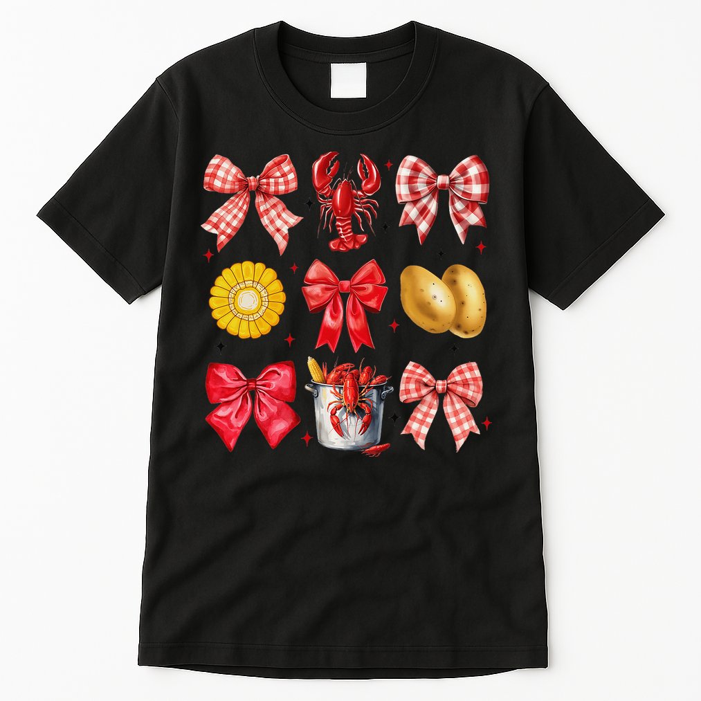 Coquette Bow Crawfish Boil Girl Aesthetic Funny Girl Women Tall T-Shirt