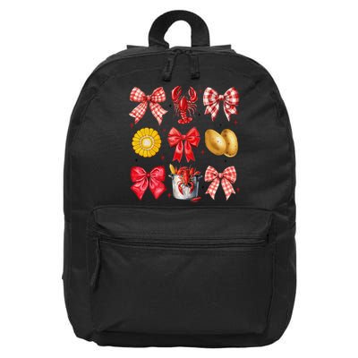 Coquette Bow Crawfish Boil Girl Aesthetic Funny Girl Women 16 in Basic Backpack