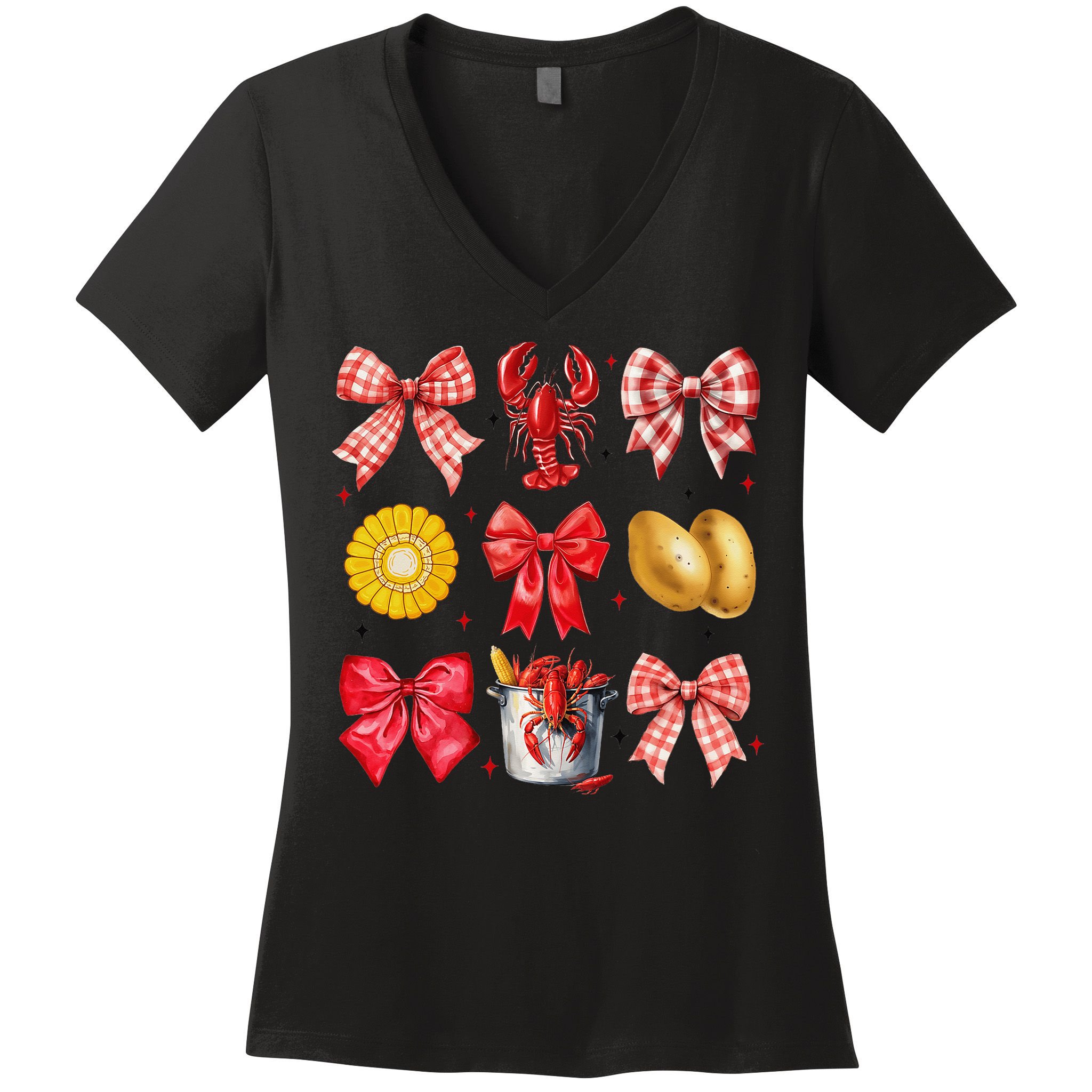 Coquette Bow Crawfish Boil Girl Aesthetic Funny Girl Women Women's V-Neck T-Shirt