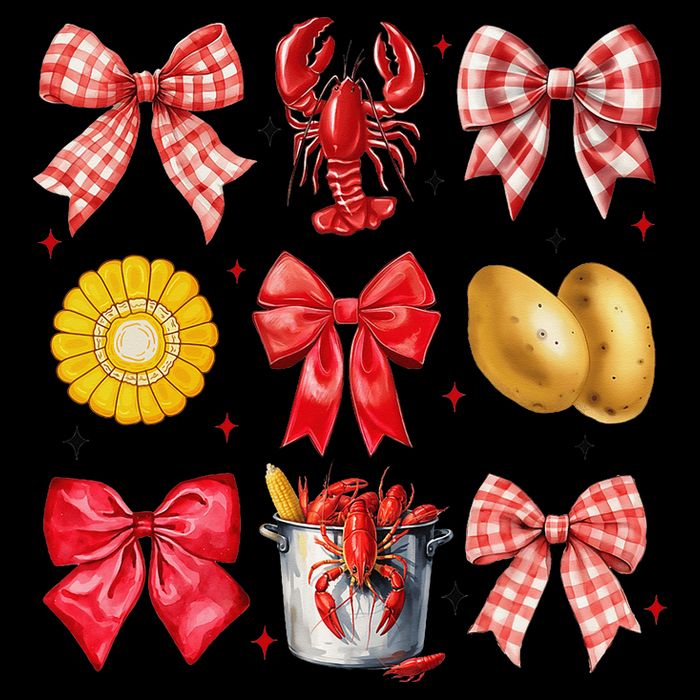 Coquette Bow Crawfish Boil Girl Aesthetic Funny Girl Women Women's V-Neck T-Shirt
