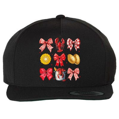 Coquette Bow Crawfish Boil Girl Aesthetic Funny Girl Women Wool Snapback Cap