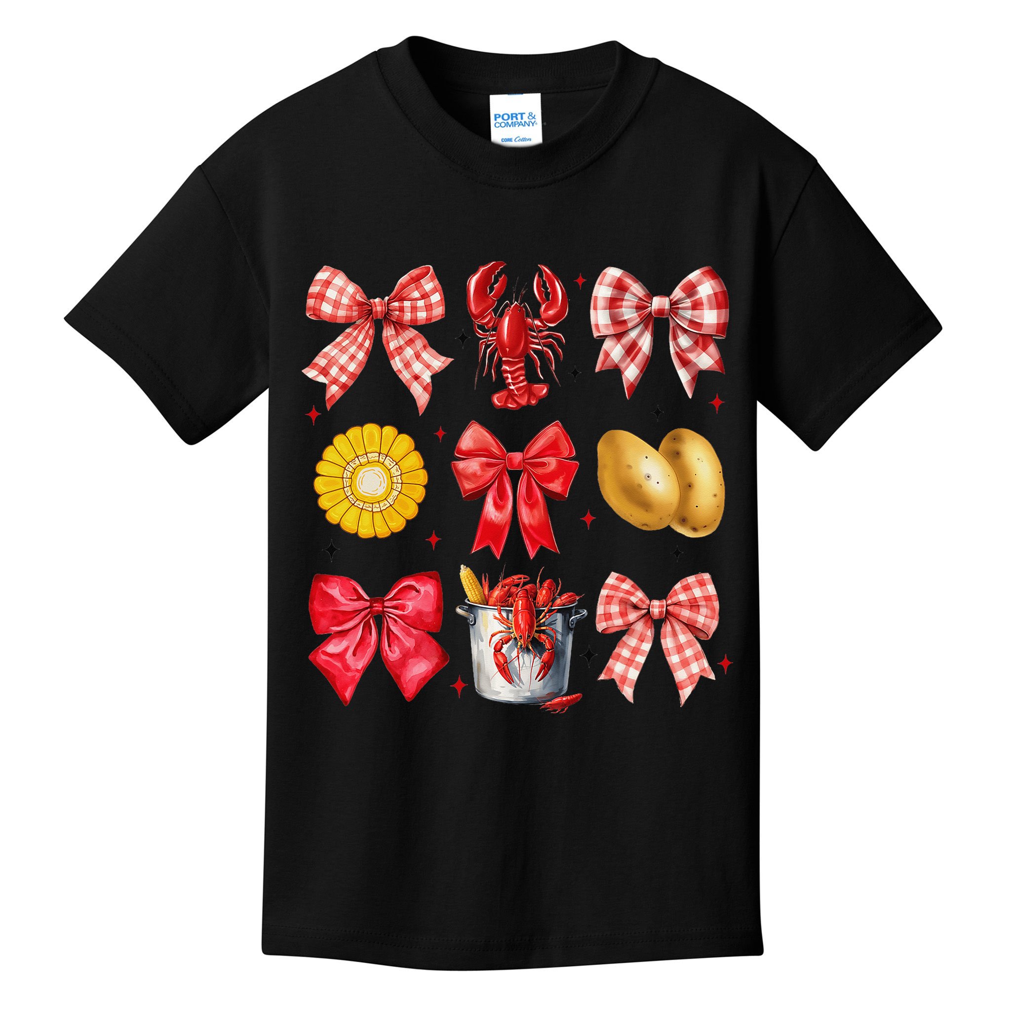 Coquette Bow Crawfish Boil Girl Aesthetic Funny Girl Women Kids T-Shirt