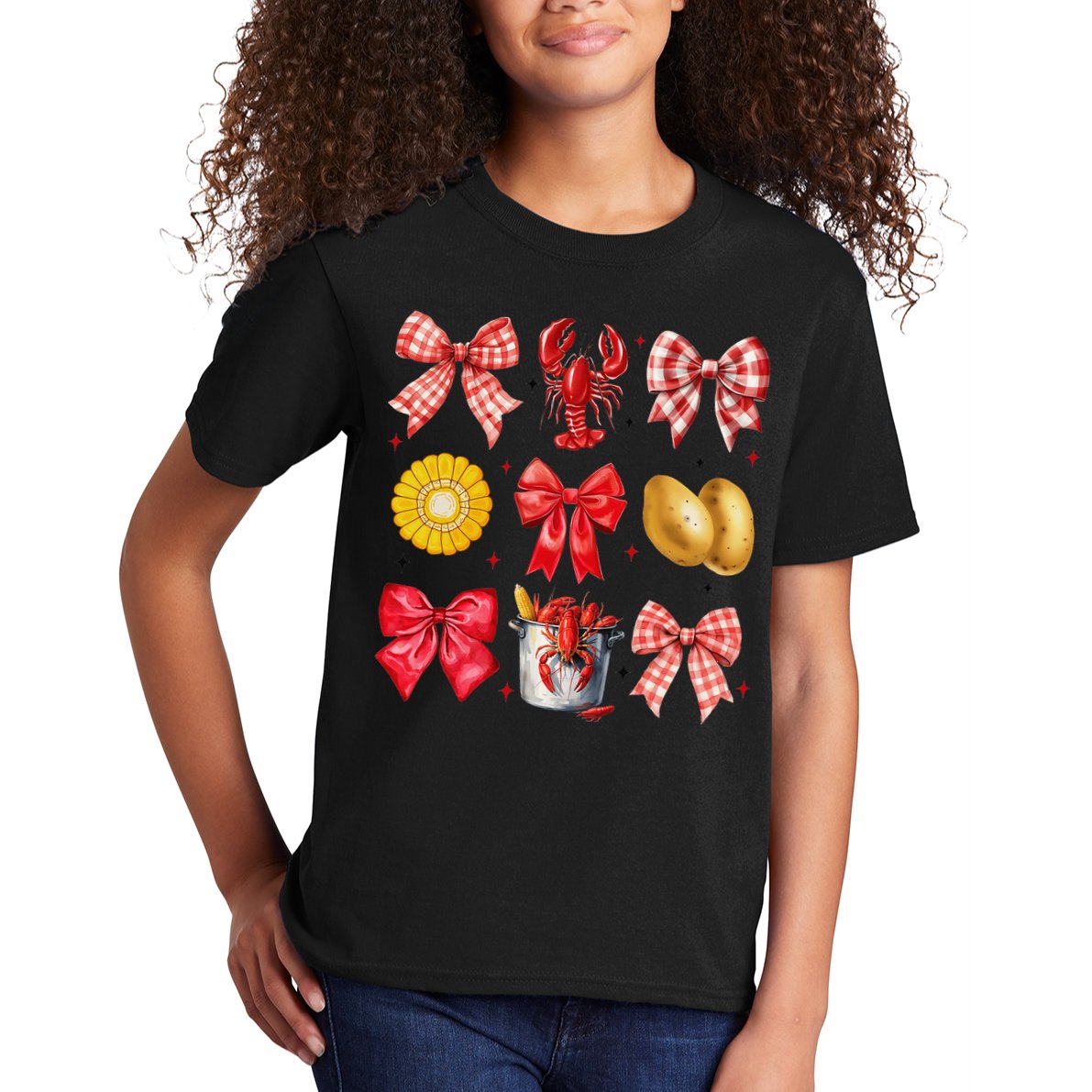 Coquette Bow Crawfish Boil Girl Aesthetic Funny Girl Women Kids T-Shirt