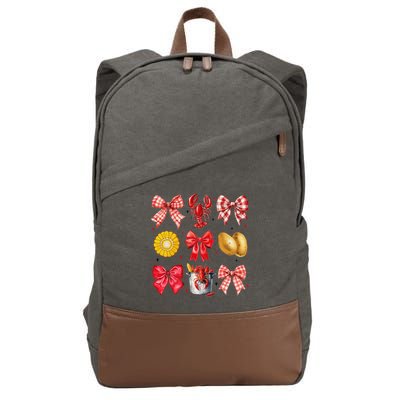 Coquette Bow Crawfish Boil Girl Aesthetic Funny Girl Women Cotton Canvas Backpack