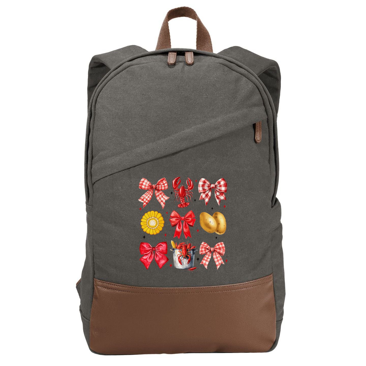 Coquette Bow Crawfish Boil Girl Aesthetic Funny Girl Women Cotton Canvas Backpack