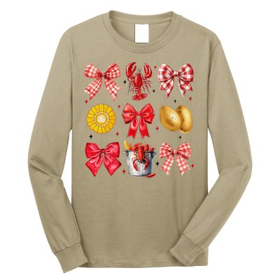 Coquette Bow Crawfish Boil Girl Aesthetic Funny Girl Women Long Sleeve Shirt